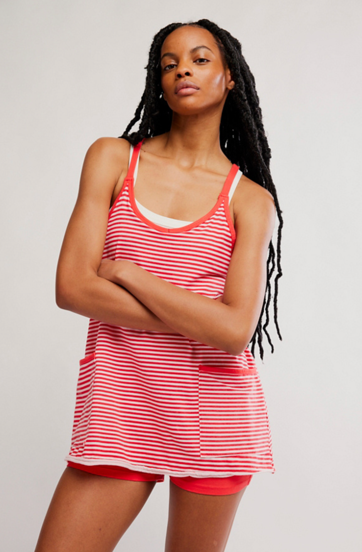 Hot Shot Printed Mini Dress - Court Stripe Grapefruit / M