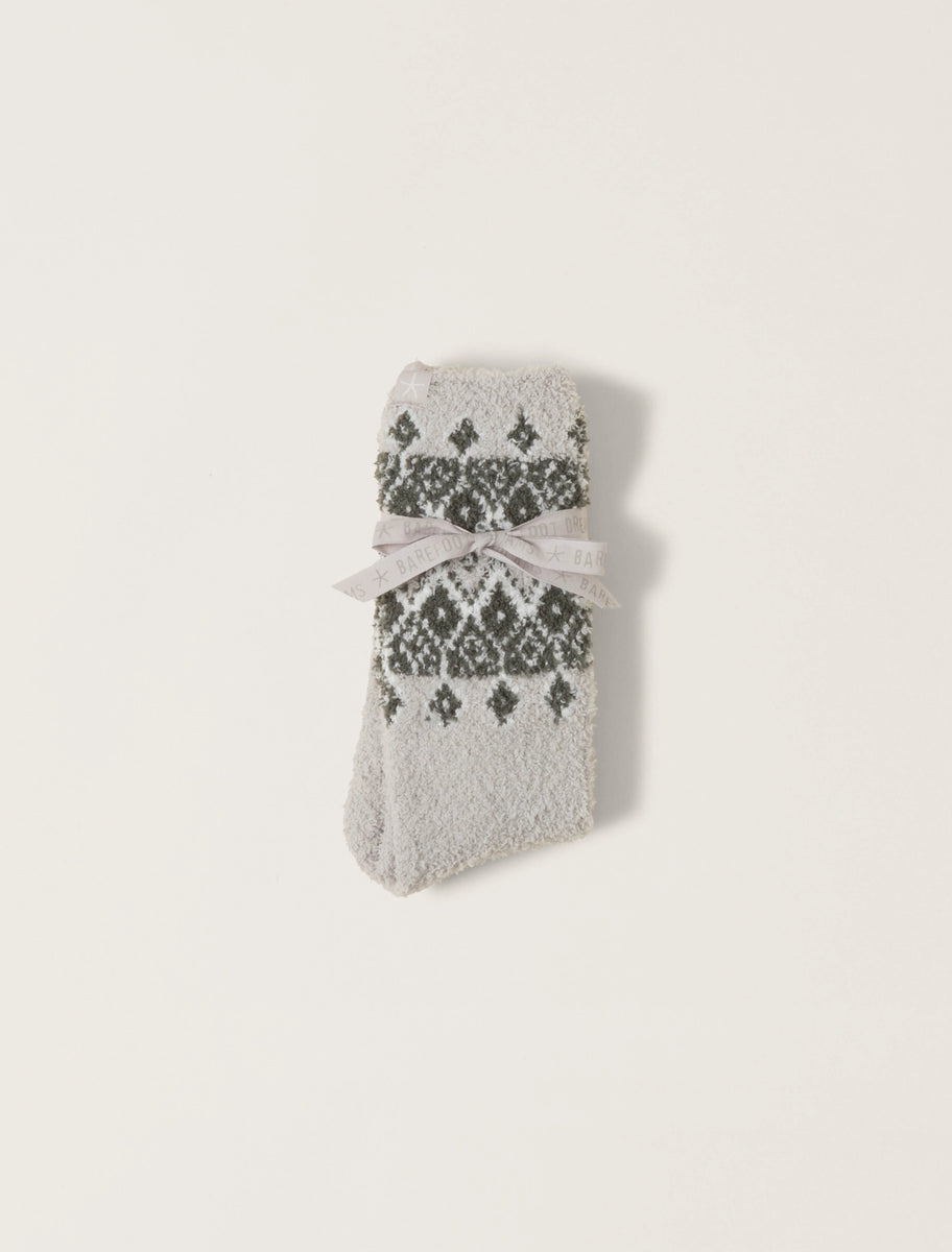 Barefoot Dreams CozyChic Socks in Graphite & White