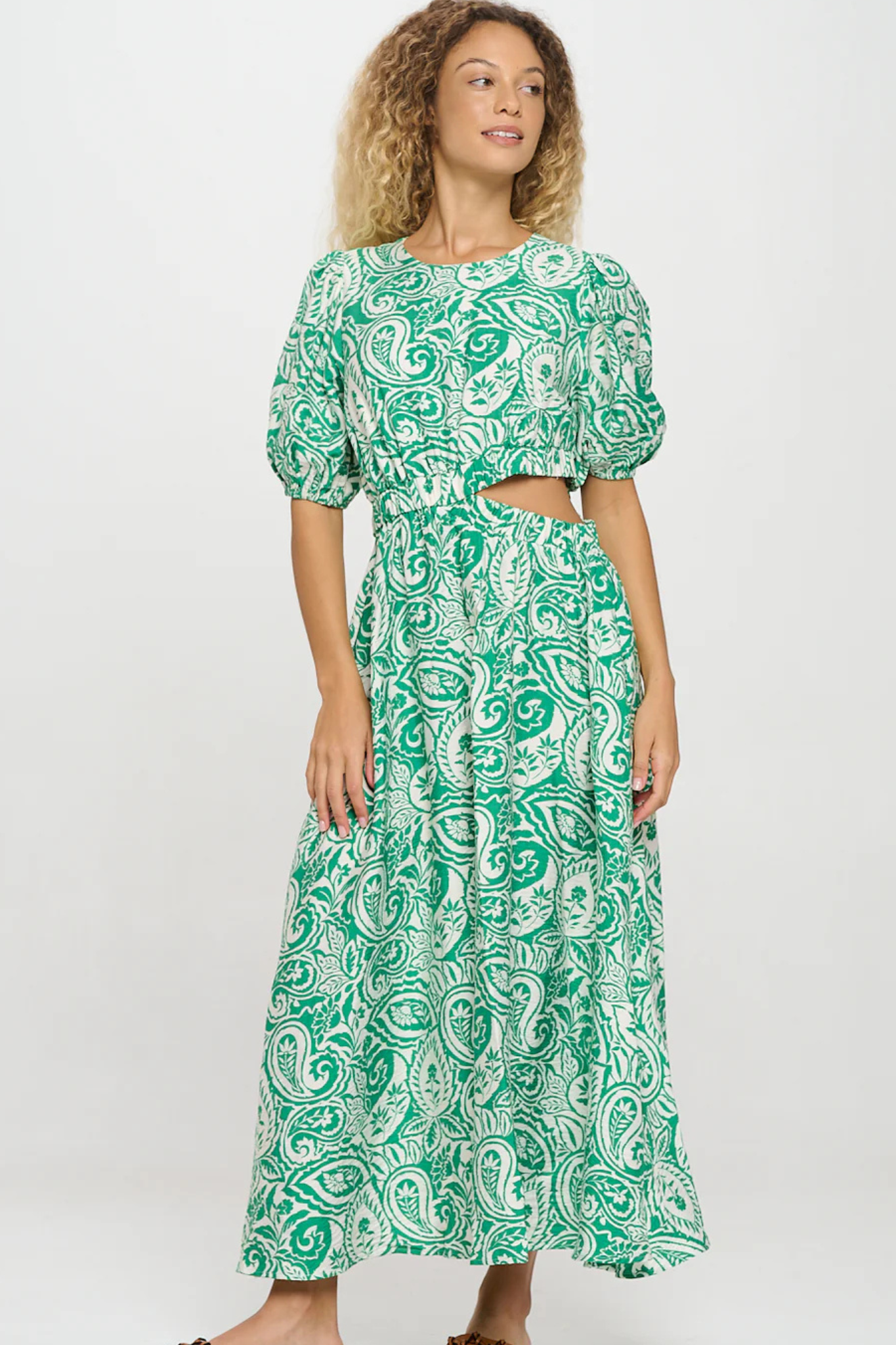 Verdant Paisley Maxi Dress in Green - J. Cole Shoes