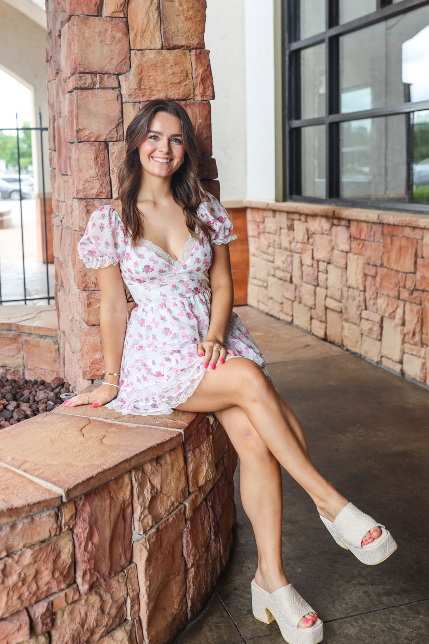 Megan Mini Dress in Pink & White Megan Mini Dress in Pink & White