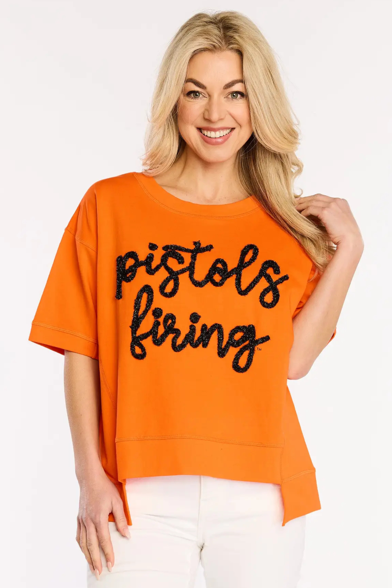 Stewart Simmons: The Glitter Script Boxy Top | Ok State