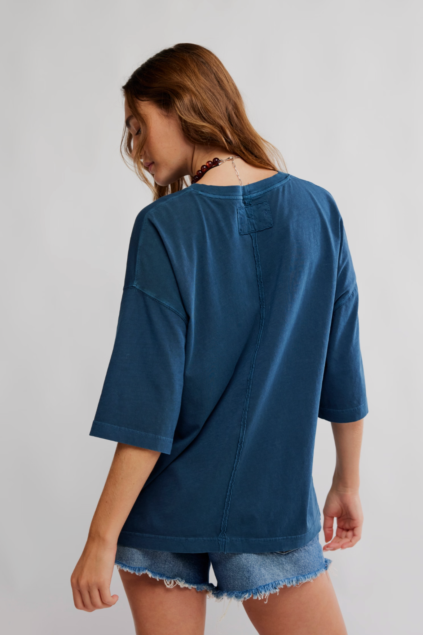 Free People: WTF Perfect Oversized Tee in Varsity Navy