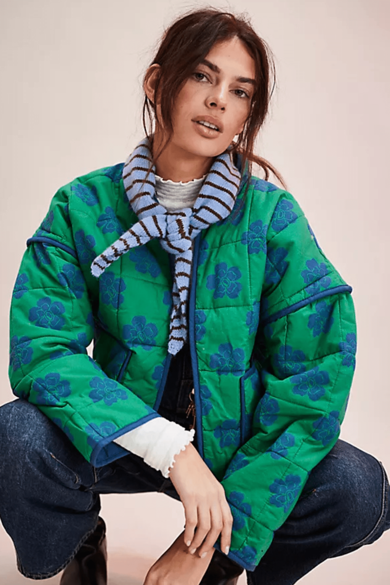 Free People: Chloe Jacket in Grass Combo - J. Cole Shoes