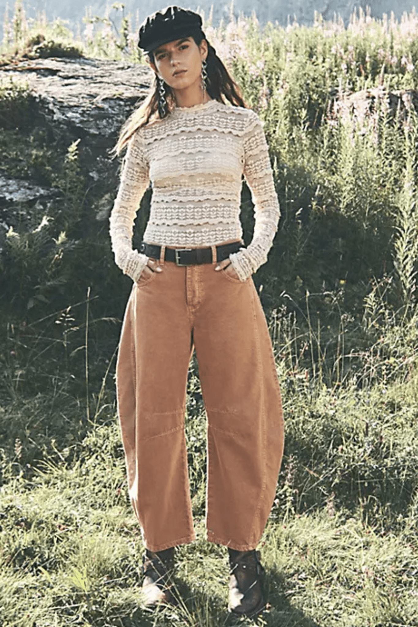 Free People: Good Luck Mid Rise Barrel in Ginger Root - J. Cole Shoes