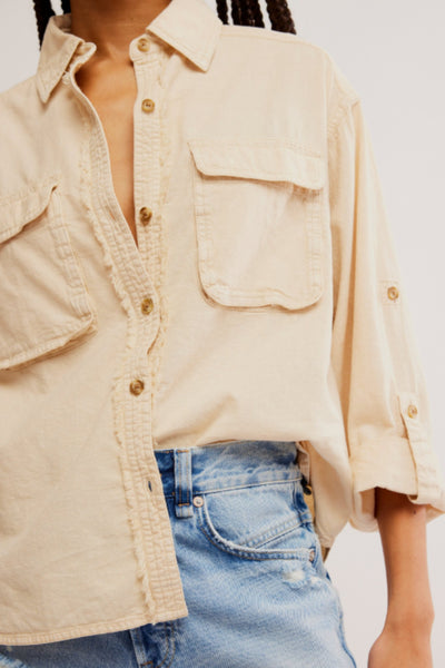 Free People: Made for Sun Linen Shirt in Wet Plaster - J. Cole ShoesFREE PEOPLEFree People: Made for Sun Linen Shirt in Wet Plaster