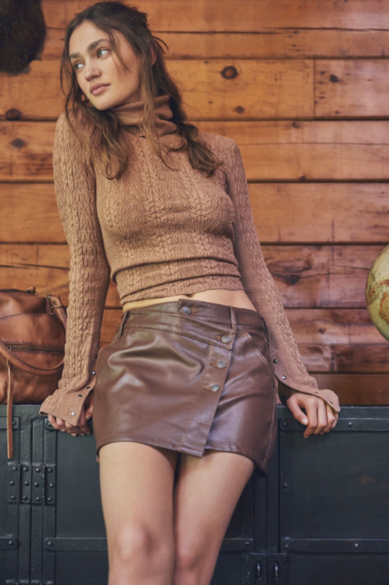 We The Free Wynne Vegan Skirt Chocolate