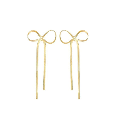 Herringbone Bow Drop Earrings in Gold - J. Cole ShoesACCESSORY CONCIERGEHerringbone Bow Drop Earrings in Gold