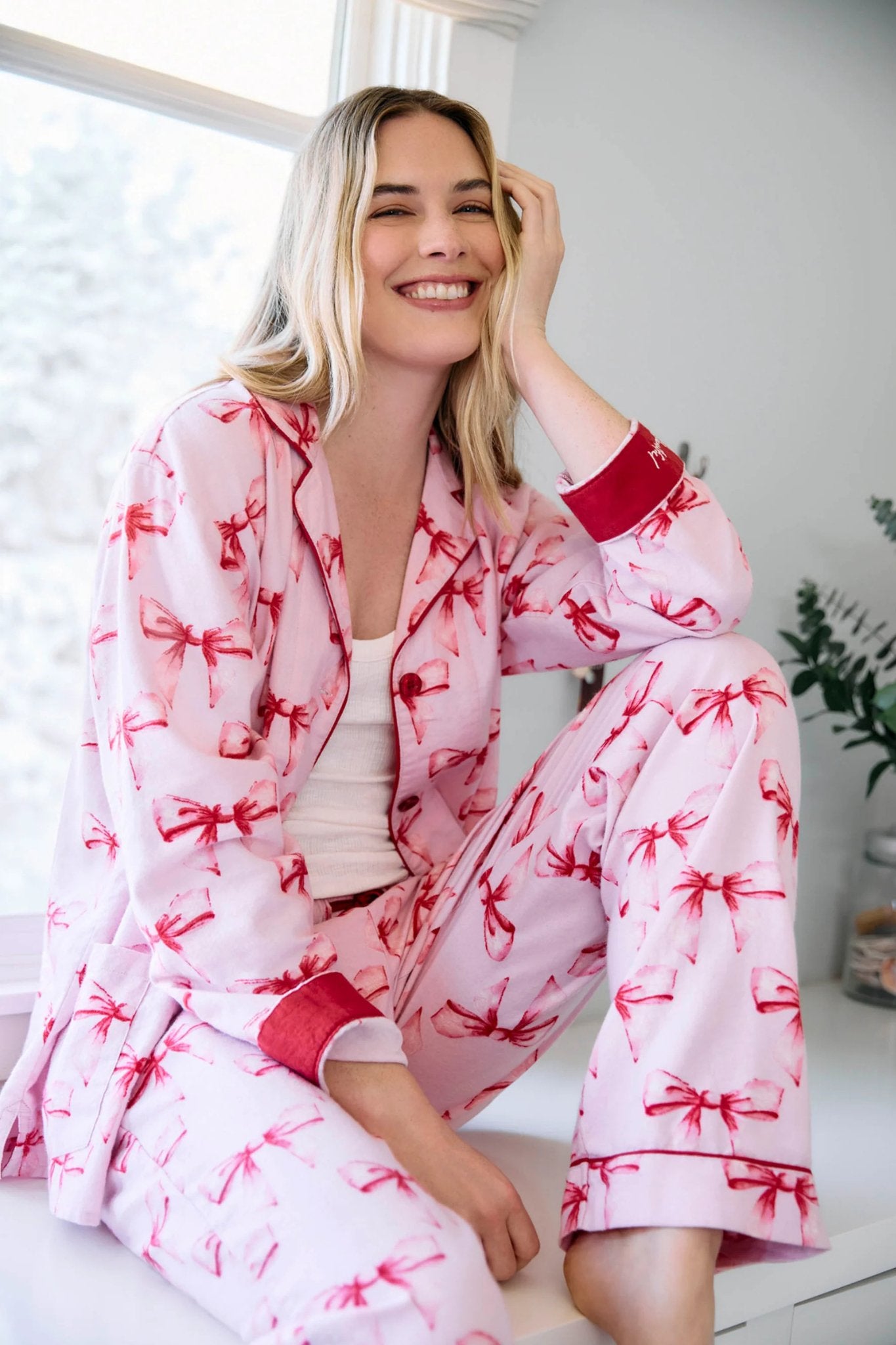 PJ Salvage: Ribbons Bows Flannel PJ Set Cole Shoes