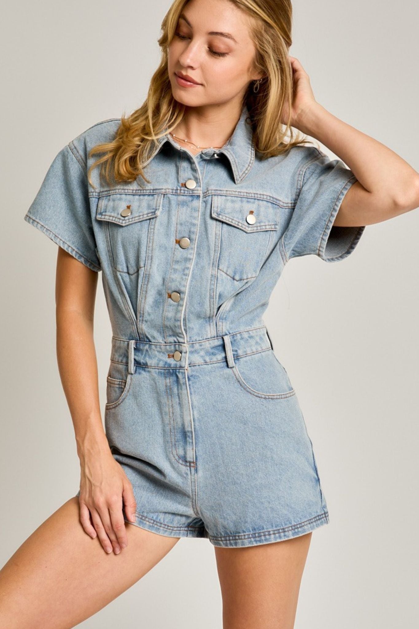 Return to You Romper in Denim - J. Cole Shoes