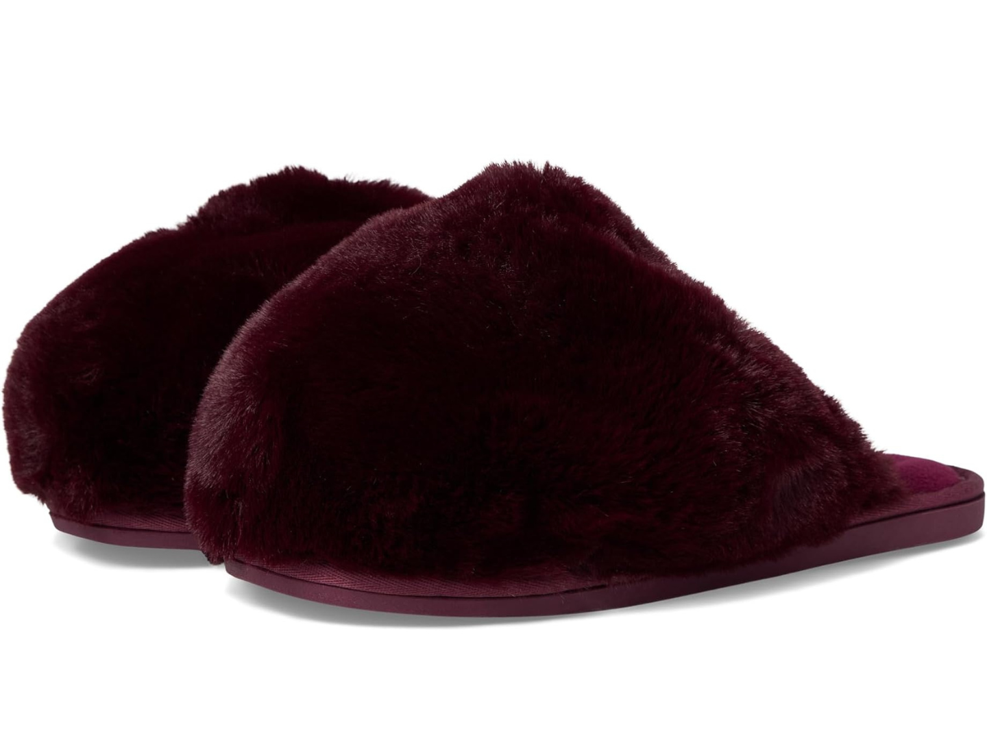 Free People: Snowball Slipper in Cabernet Faux Fur