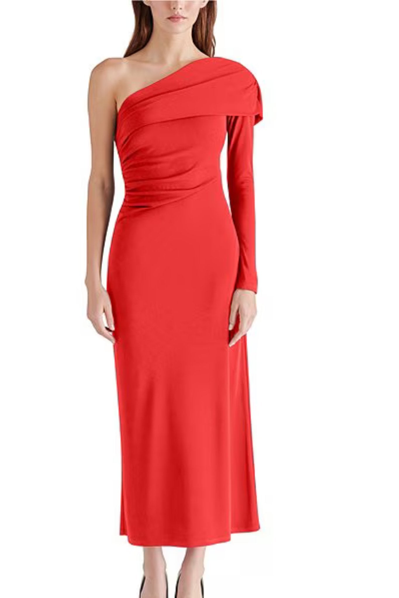 Steve Madden Women's York Asymmetric-Neck One-Shoulder Dress - Red Steve Madden Women's York Asymmetric-Neck One-Shoulder Dress - Red