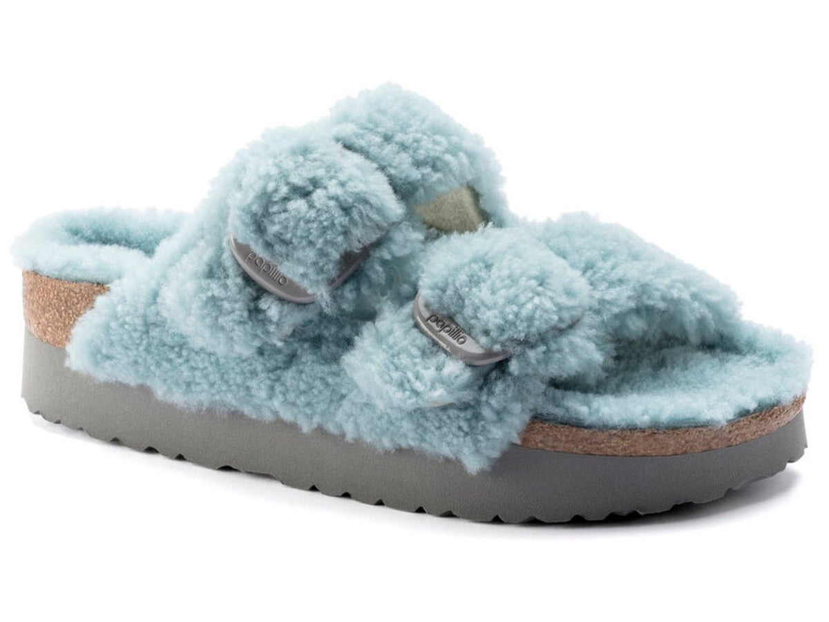 birkenstock arizona big buckle shearling teddy eggshell