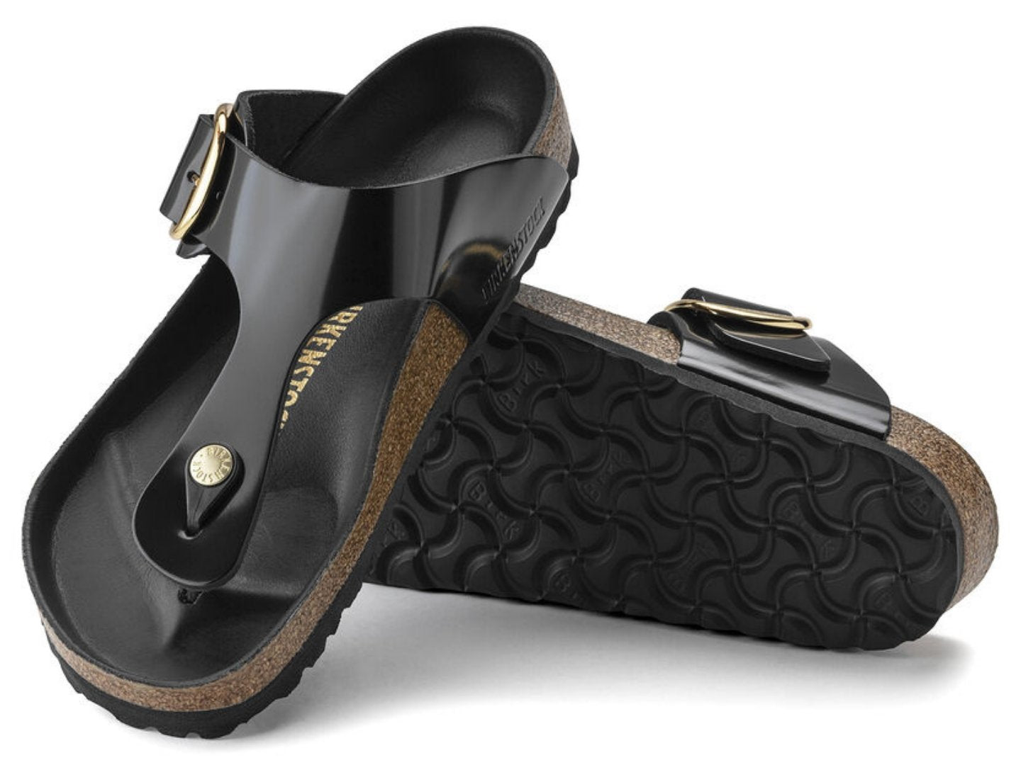 Birkenstock: Gizeh Big Buckle in High Shine Black - J. Cole Shoes