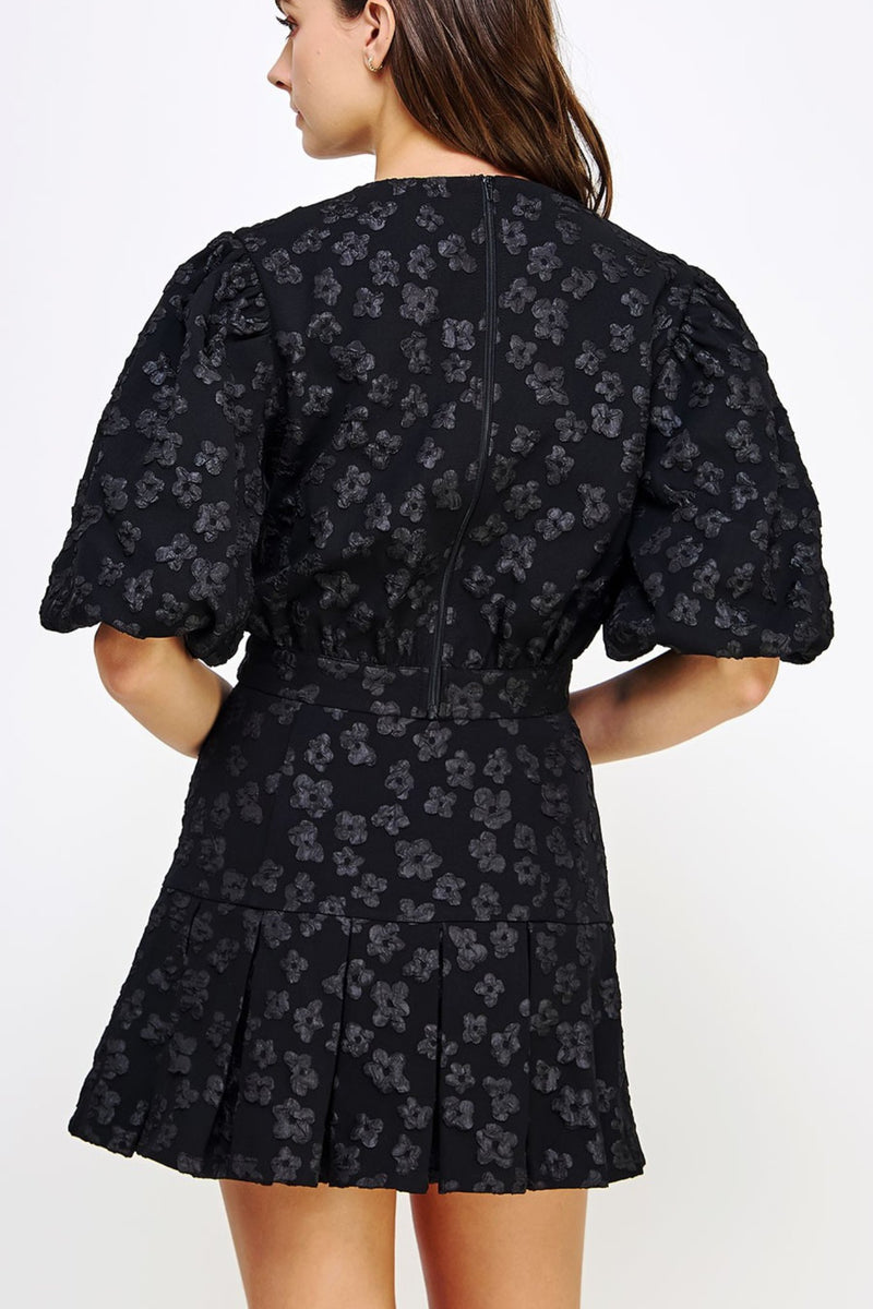 Floral Jacquard Puff Sleeve top