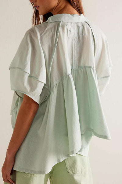 Free People: Sunray Babydoll Blouse in Mineral Sea - J. Cole ShoesFreeFree People: Sunray Babydoll Blouse in Mineral Sea