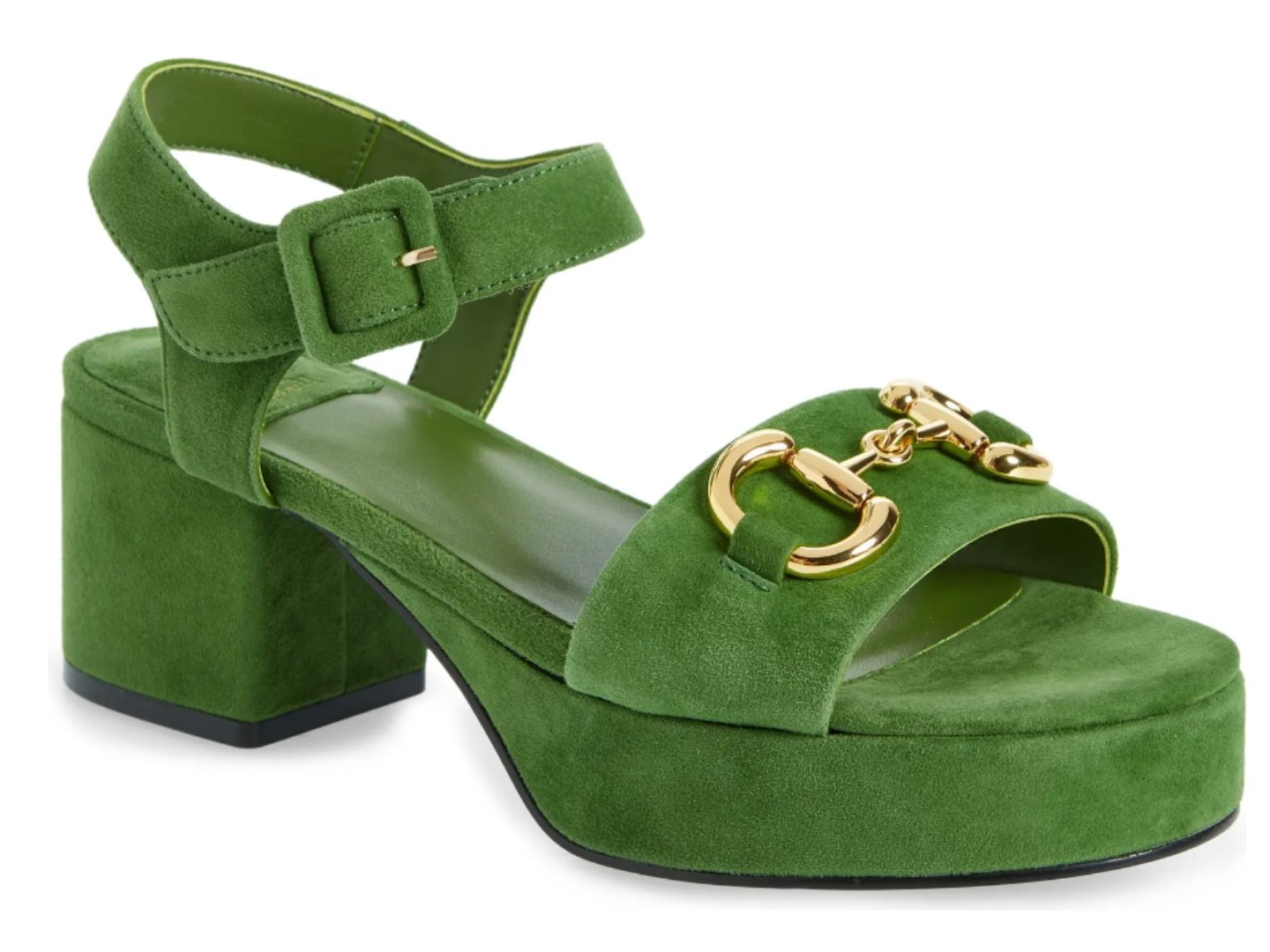 Jeffrey Campbell Gucci Rubber Mules Dupe Jeffrey Campbell Timeless Suede Block-heel Sandals In Green