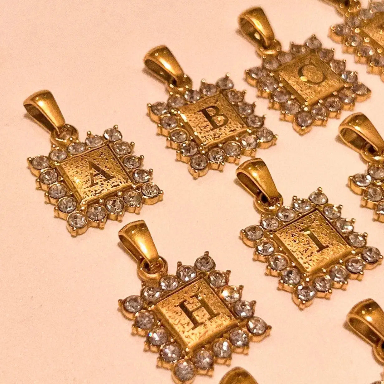 Goldie Square Initial Necklace in Gold