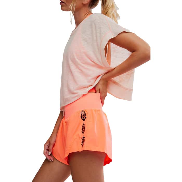 Free People: Carpe Diem Logo Short in Neon Coral
