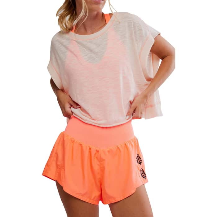 Free People: Carpe Diem Logo Short in Neon Coral