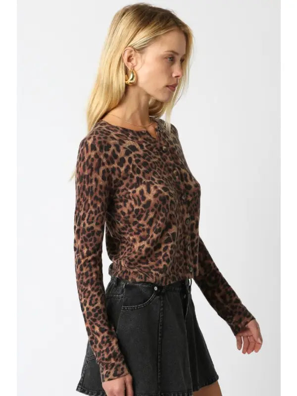 Olivaceous: Christine Leopard Knit Top