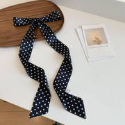 Soft Silky Skinny Twilly Scarf Necklace Wrap in Black