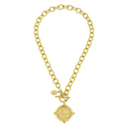 Susan Shaw: Handcast Gold Compass Front Toggle Necklace