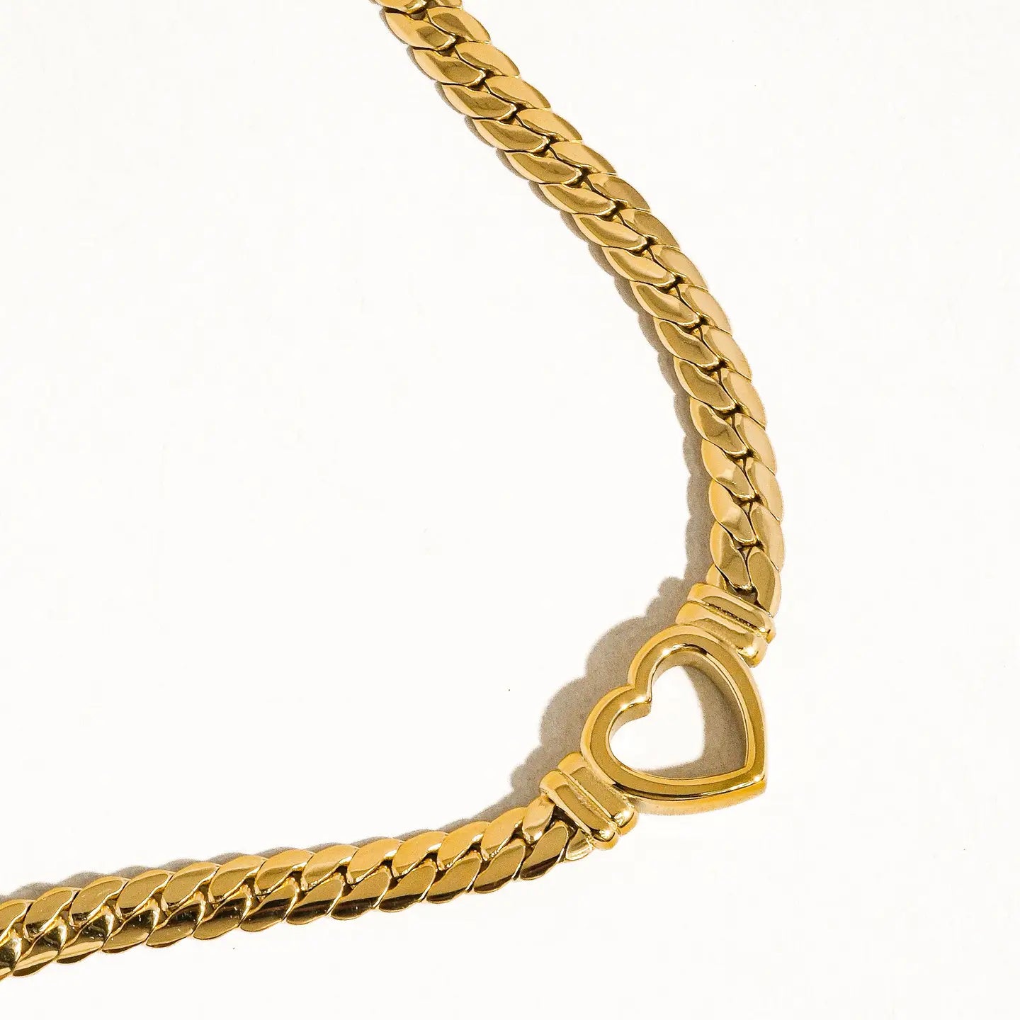 Tessa 14K Non-Tarnish Heart Snake Chain Necklace, Bracelet