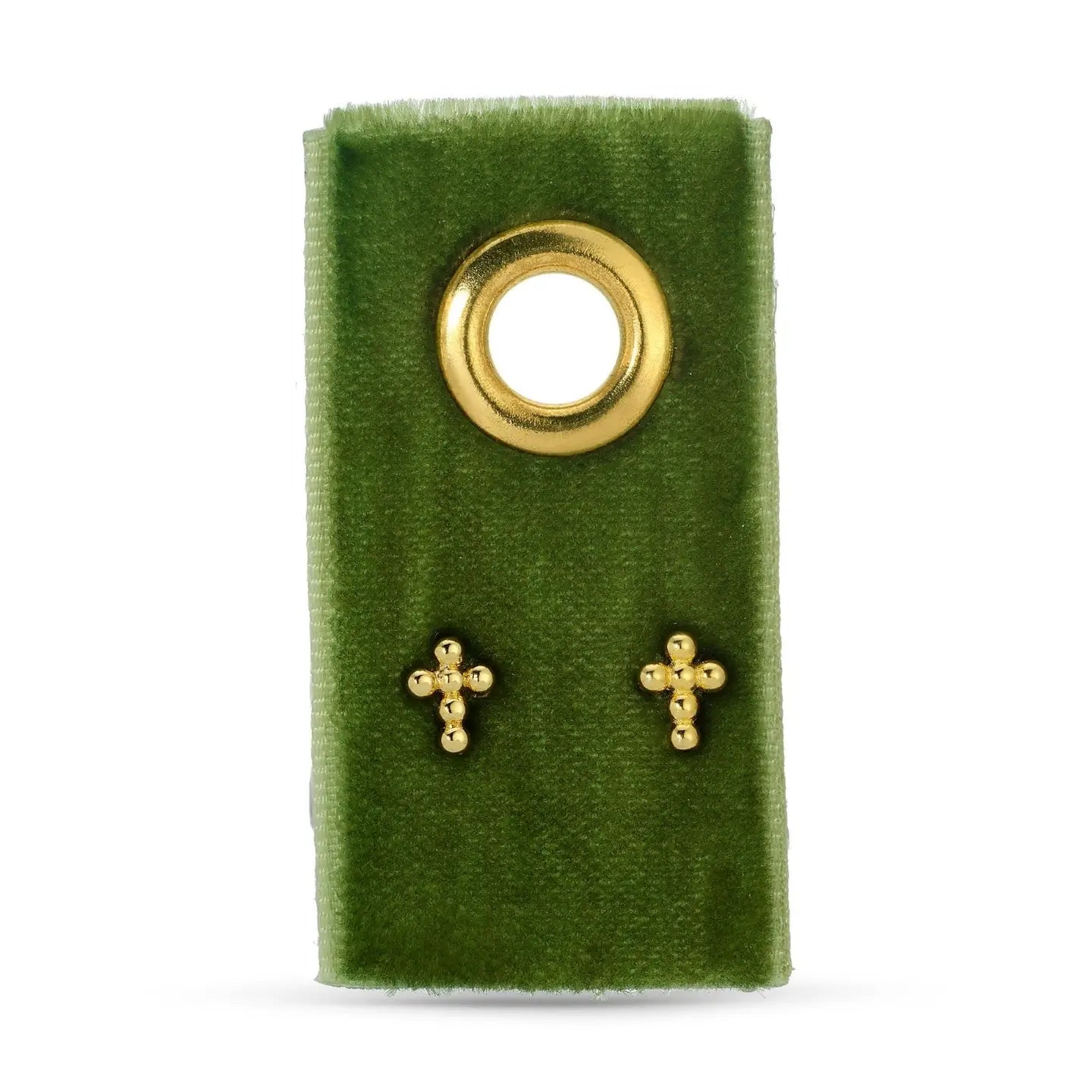 Petite Dot Cross Studs in Gold