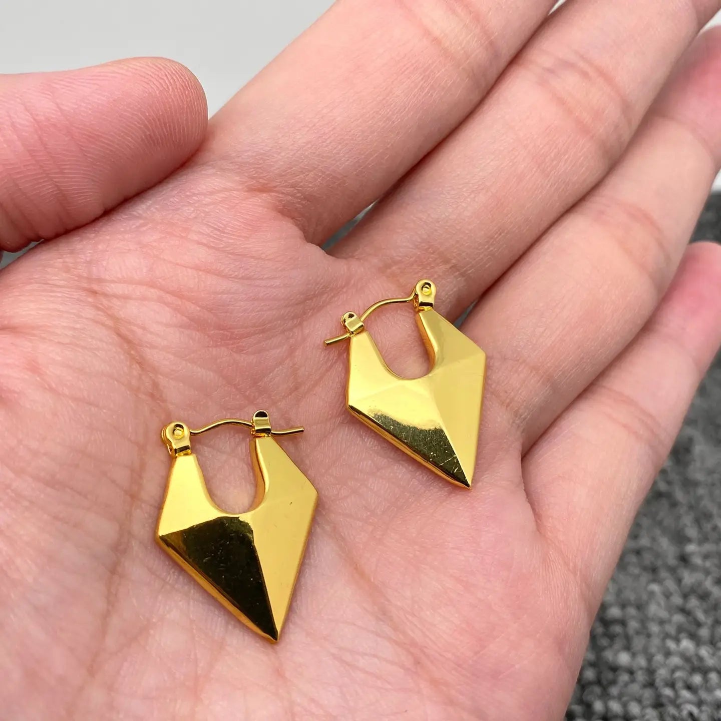 Triangle Hoop Earrings in Gold