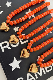 Chansuttpearls Orange Heart Necklace