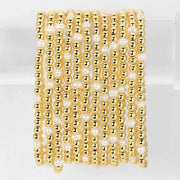 Splendid Iris 4mm Gold Bead & Pearl Stretch Bracelet