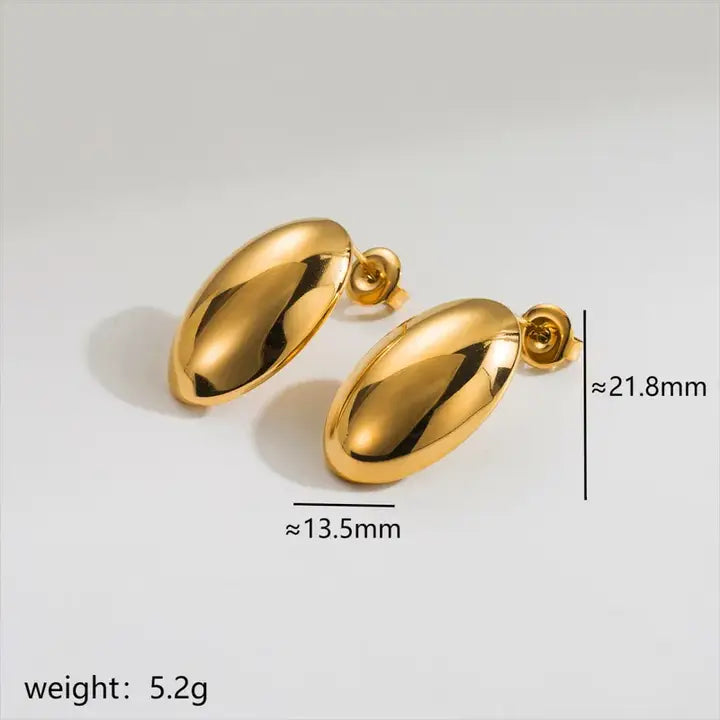 18K Gold Plated Stainless Steel Tear Drop Earrings