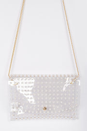 Pearl Studded Transparent Envelope Clutch