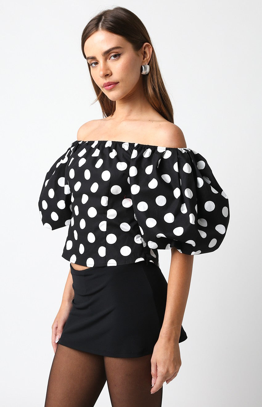 Olivaceous: Monique Polka Dot Top