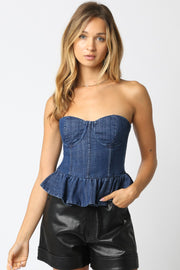 Olivaceous Denim Tube Top