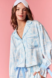 Peach Love: Christmas Satin PJ Set in Light Blue