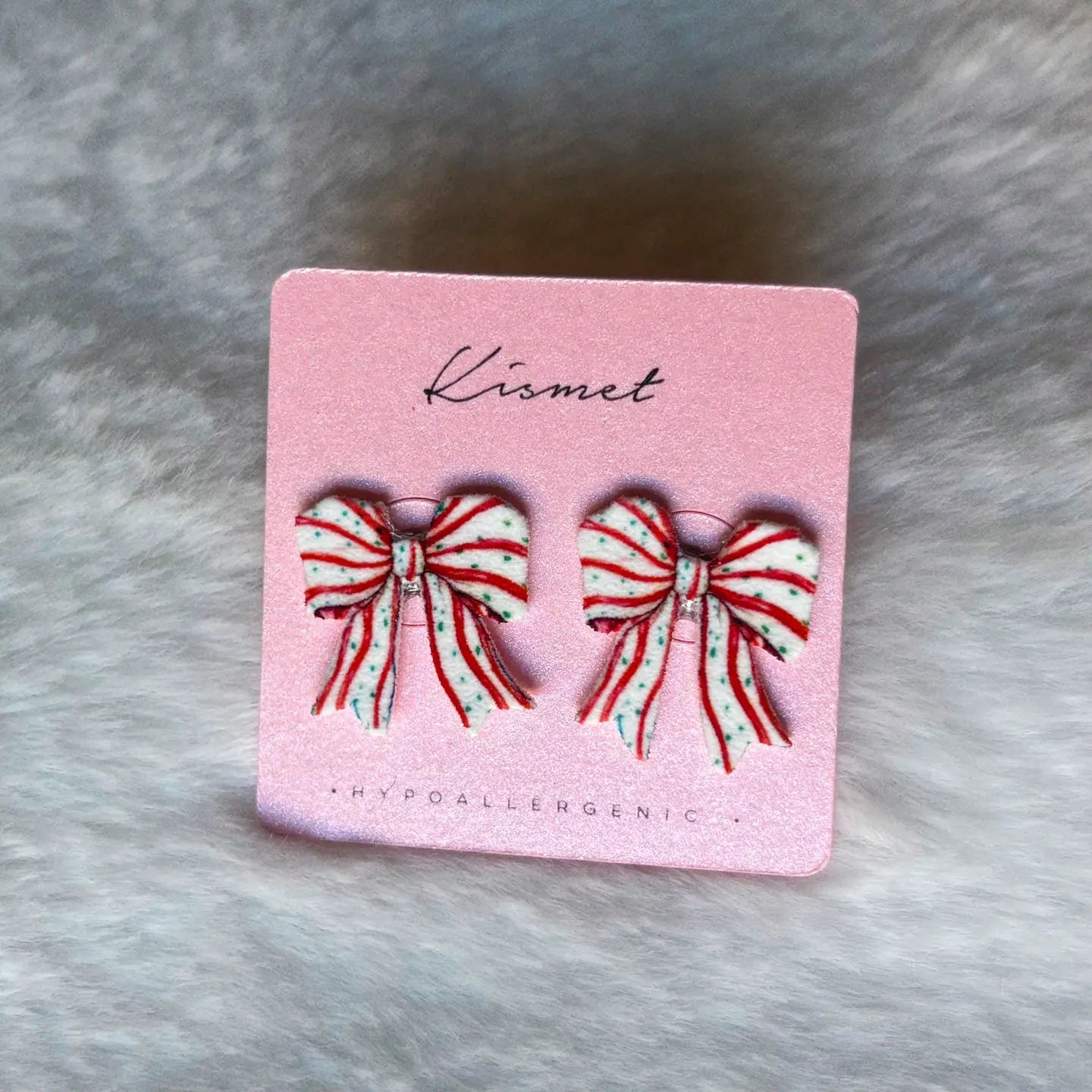 Kismet: Candy Cane Striped Bow Studs