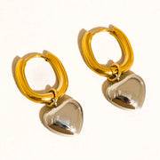 Noor 18K Gold Non-Tarnish Two Tone Heart Earring
