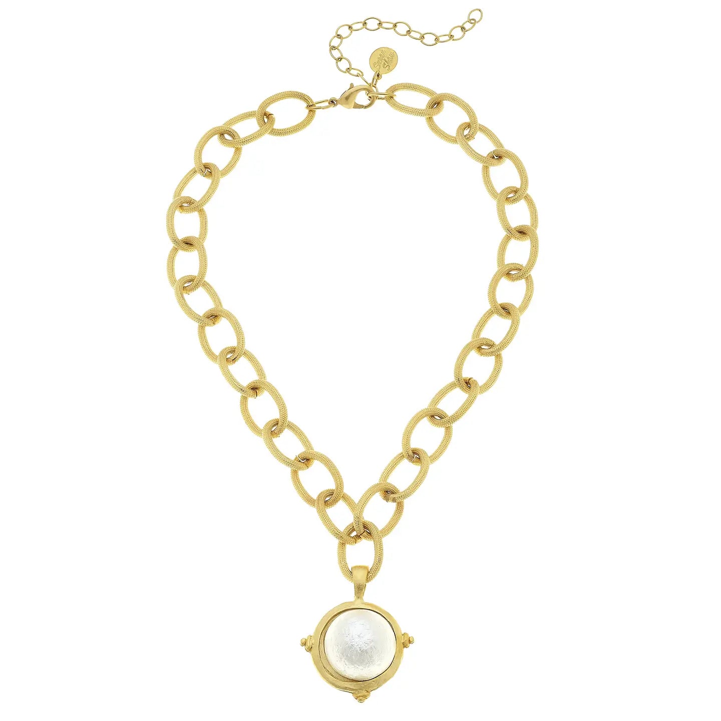 Susan Shaw: Cotton Pearl on Handcast Gold Chain Necklace