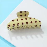 Retro Polka Dot Hair Claw Clip in Butter Yellow/Brown
