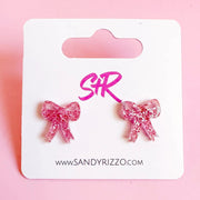 Sandy + Rizzo: Sparkle Bow Stud Earring in Pink