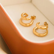 Maddison-Gold Non-Tarnish Double C Hoop Earring