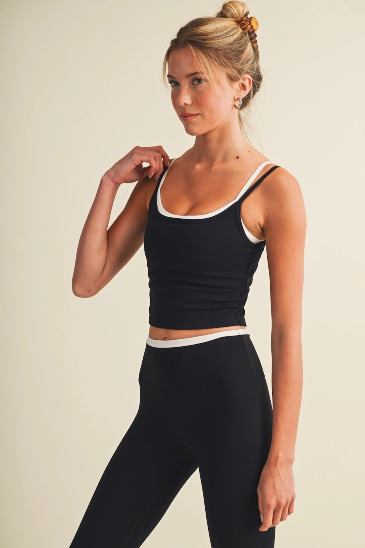 Glowie Women's Double Layered Tank Top in Black