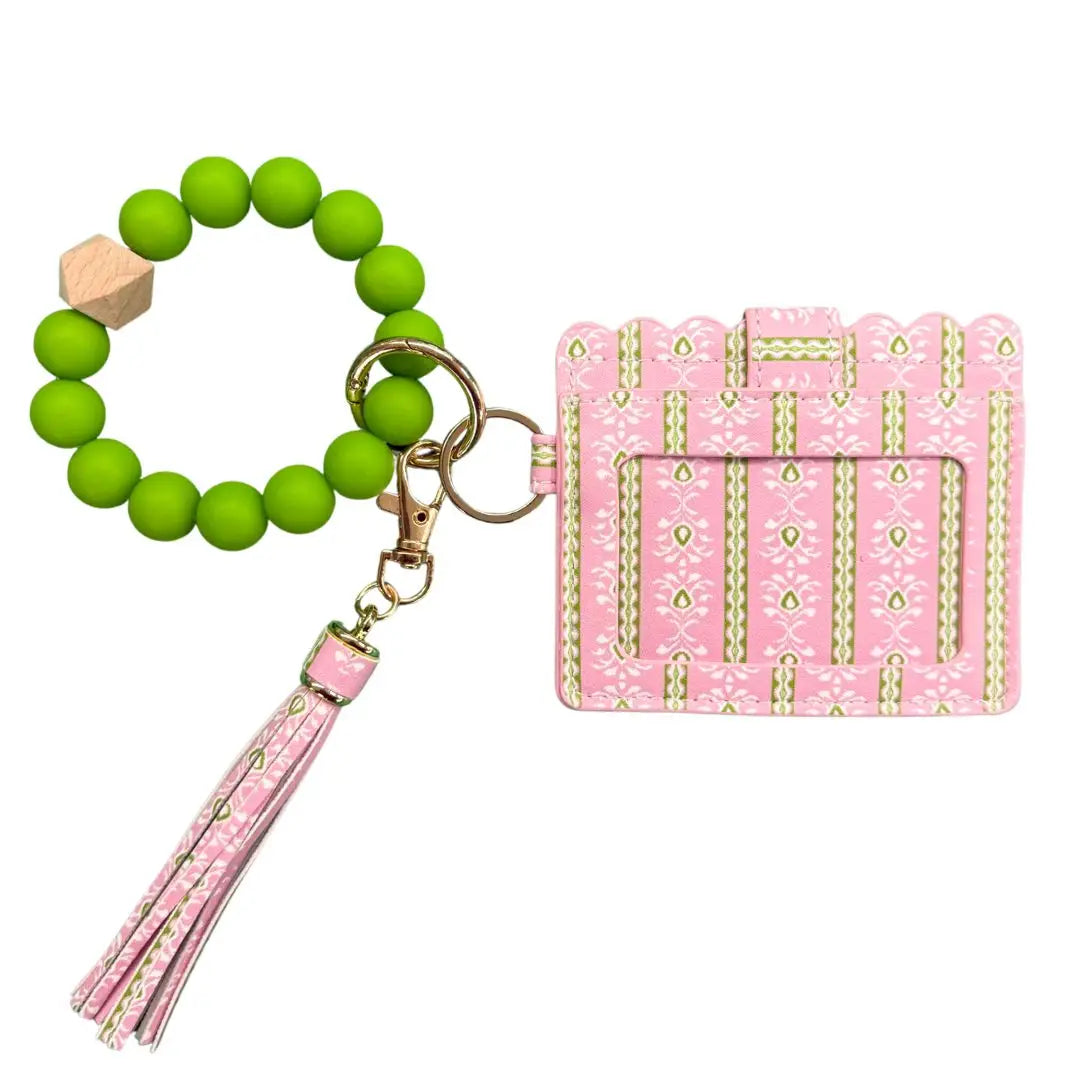Laura Park Designs: Rosemary Stripe Pink Keychain Wristlet Wallet