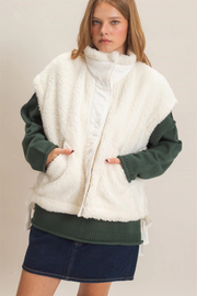 HYFVE Women’s Sherpa Vest with Snap Closure in White