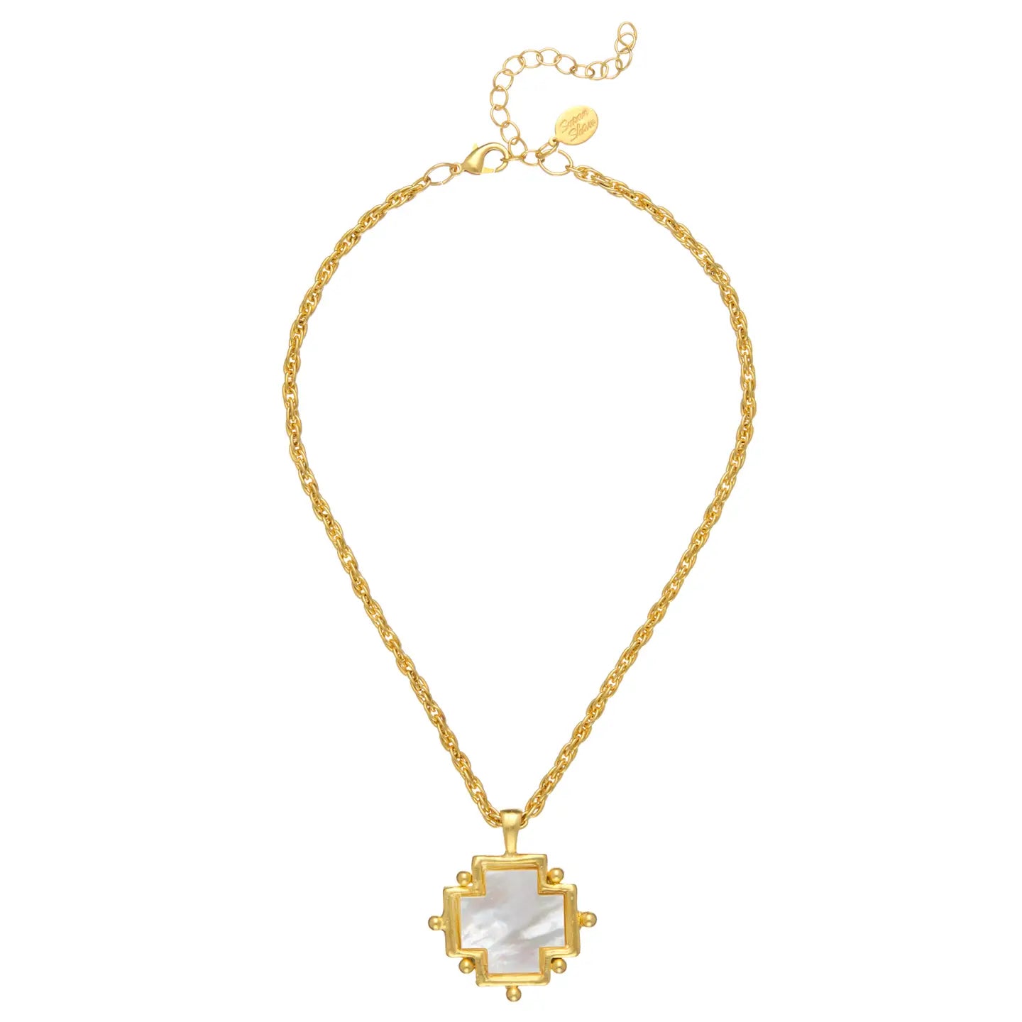 Susan Shaw: Mother of Pearl Cross Necklace