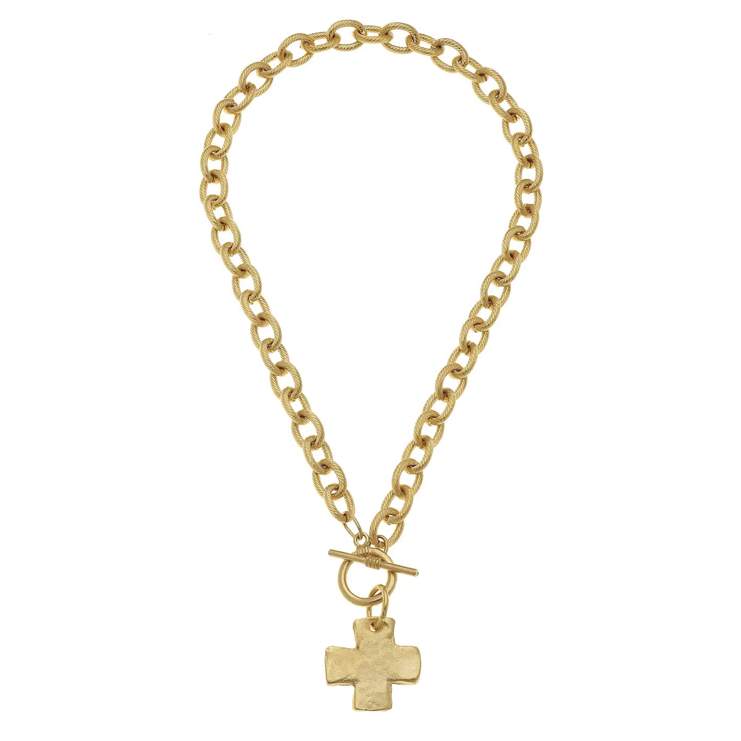 Susan Shaw: Gold Cross Front Toggle Necklace