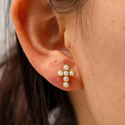 Telo Pearl Cross Stud Earrings