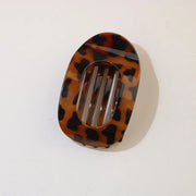 Oval Flat Hair Clip in Yellow Leopard