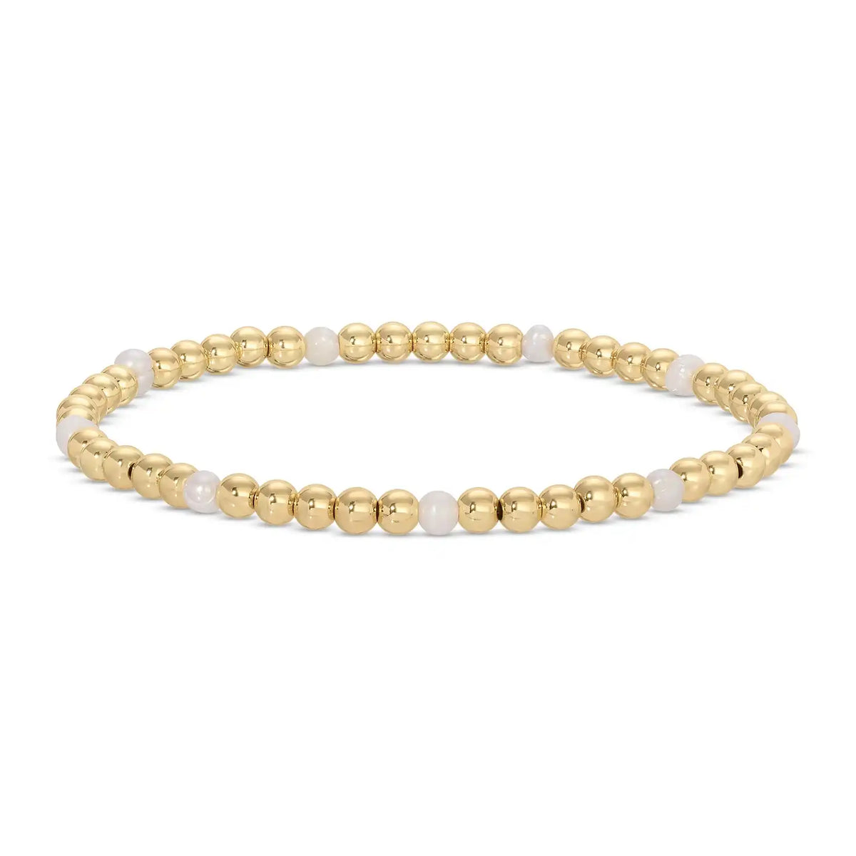 Splendid Iris 4mm Gold Bead & Pearl Stretch Bracelet